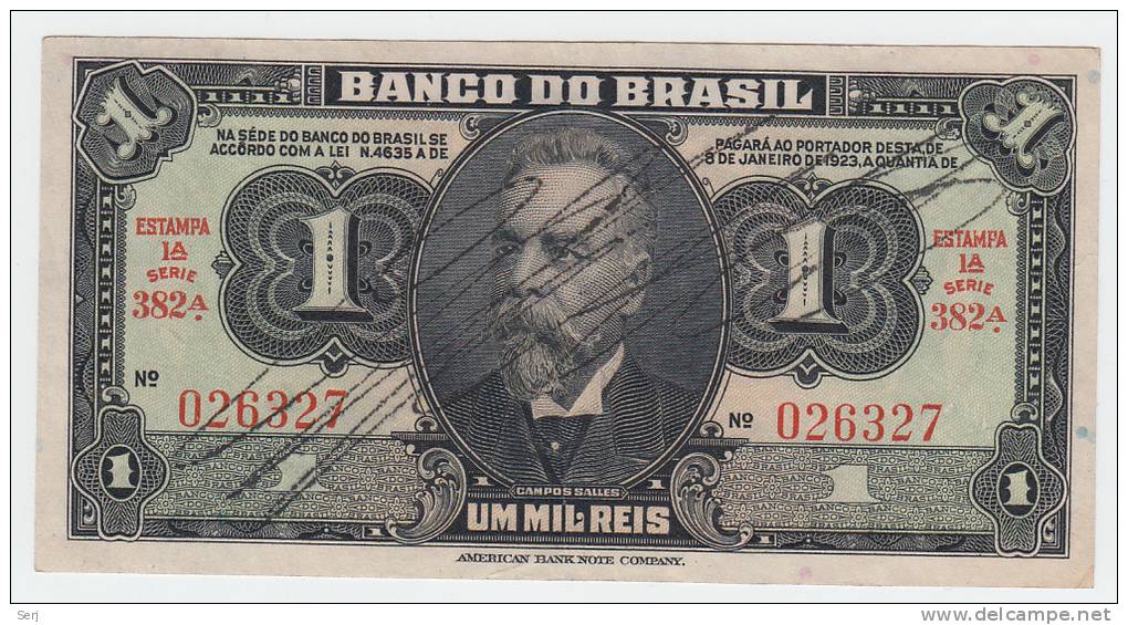 Brazil 1 Mil Reis (Cruzeiro) 1944 AXF Crispy Banknote P 131A - Brazil