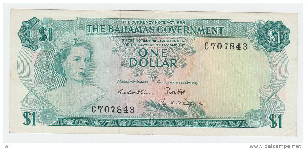 BAHAMAS 1 DOLLAR ND 1965 AXF P 18b 18 B - Bahamas