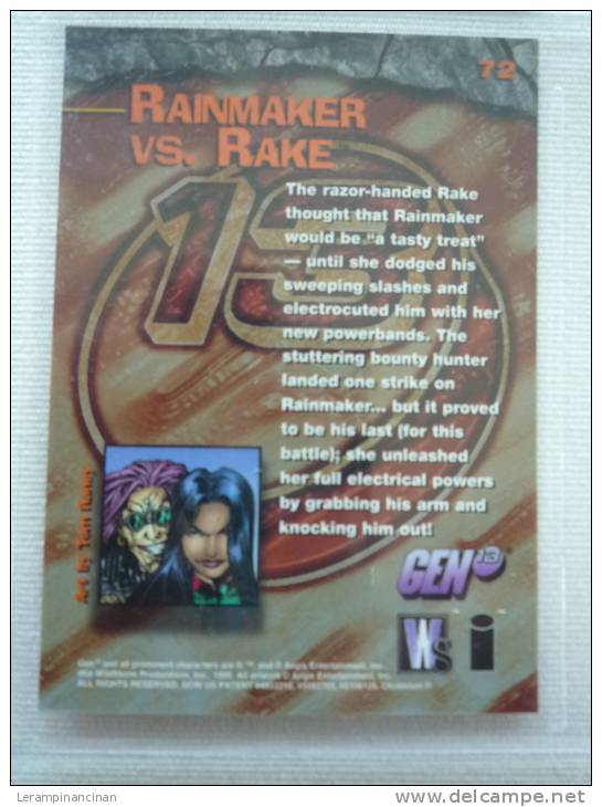TRADING CARD GEN 13 RAINMAKER VS RAKE N° 72 - Autres & Non Classés