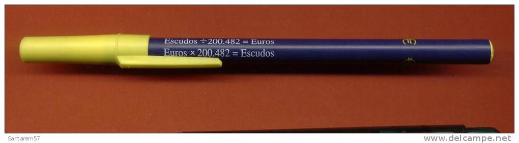 Stylo Publicitaire Advertising Pen Caneta Convertisseur Escudos Euros PORTUGAL - Pens