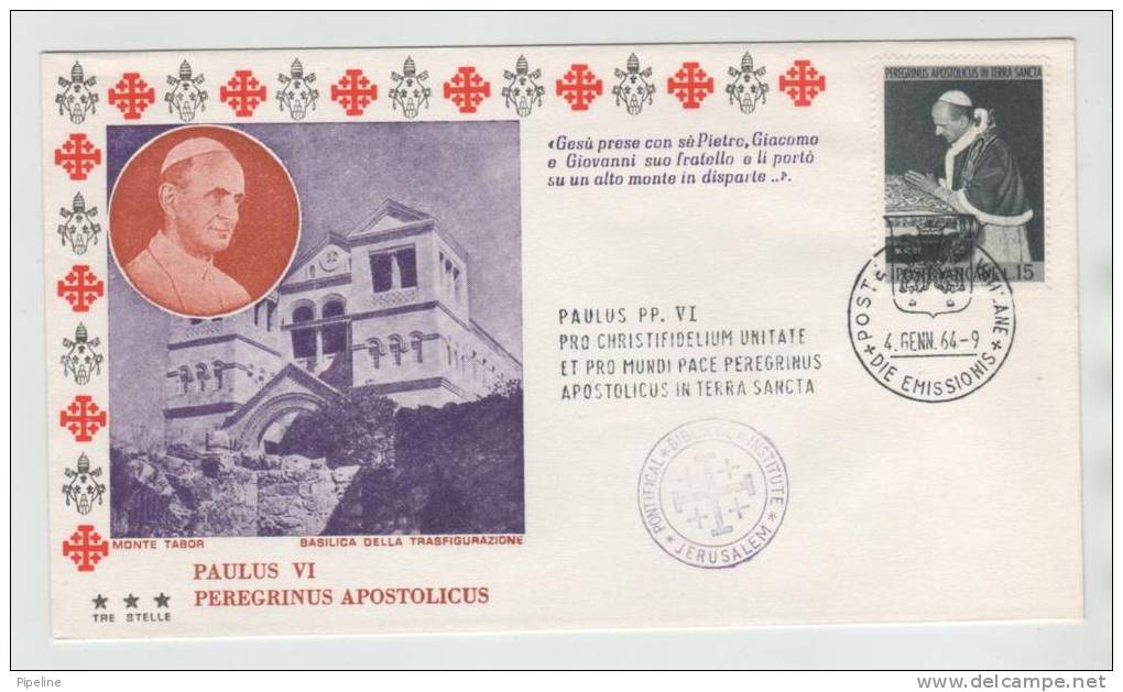 Vatican Cover POPE Paulus VI Visit To Jerusalem Israel 1964 With Cachet - Covers & Documents