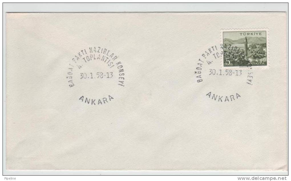 Turkey Cover Special Cancel Ankara 30-1-1958 - Lettres & Documents