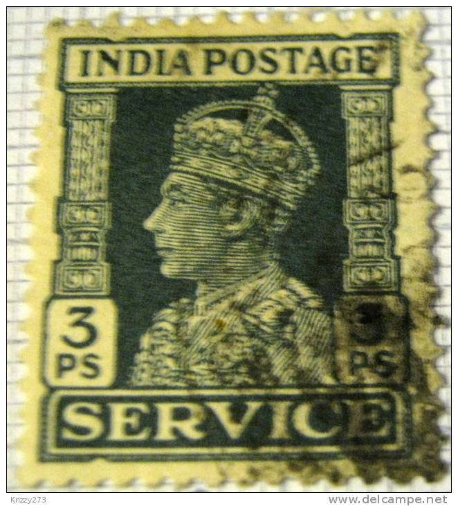 India 1939 King George VI Service 3p - Used - 1936-47 Koning George VI