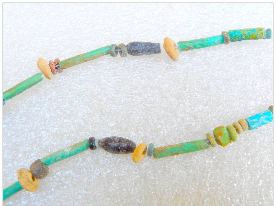 Rare Collier égyptien En Perles Tubulaires Et Cornalines  _  Ancient Egyptian Necklace Carnelian Beads And Tubular - Archeologie