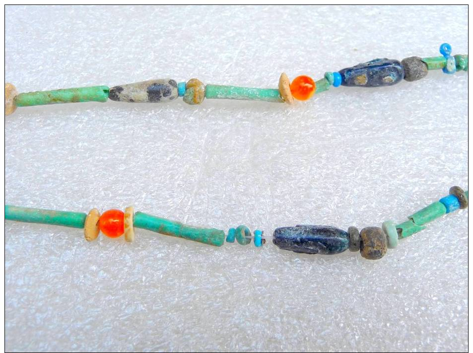 Rare Collier égyptien En Perles Tubulaires Et Cornalines  _  Ancient Egyptian Necklace Carnelian Beads And Tubular - Archaeology