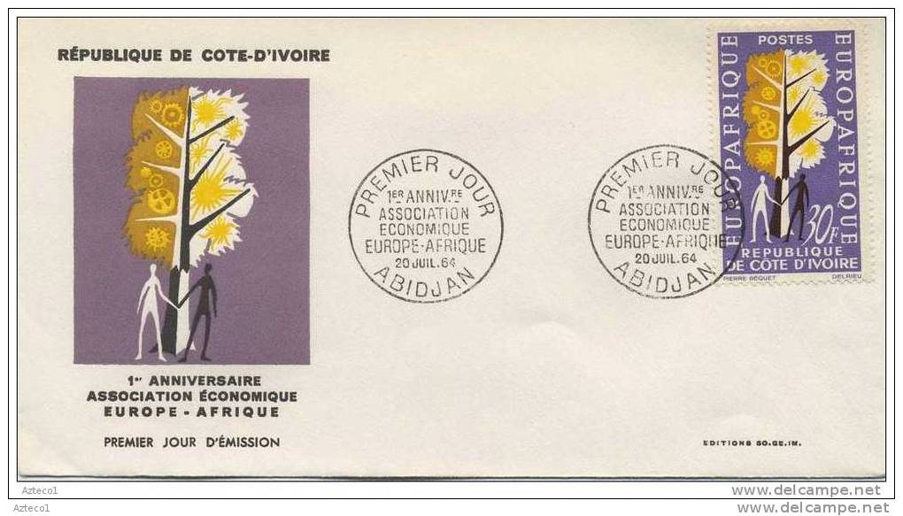 COSTA D´AVORIO - FDC 1964   - EUROPAFRICA - ANNULLO PRIMO GIORNO ABIDJAN - Costa D'Avorio (1960-...)