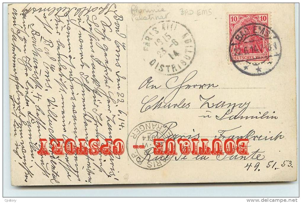 DEUTCHLAND - BAD EMS Le 20-06-1914 - Carte Photo - Réal Photograph Postcard - Dos Scané - Bad Ems