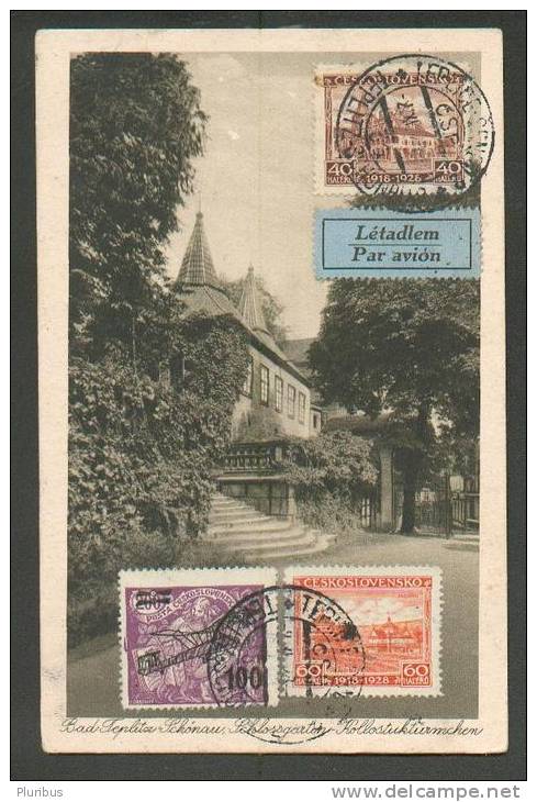 CZECHOSLOVAKIA, AIR MAIL TEPLICE-šANOV, TEPLITZ SCHÖNAU TO ESTONIA, 1929 POSTCARD - Poste Aérienne
