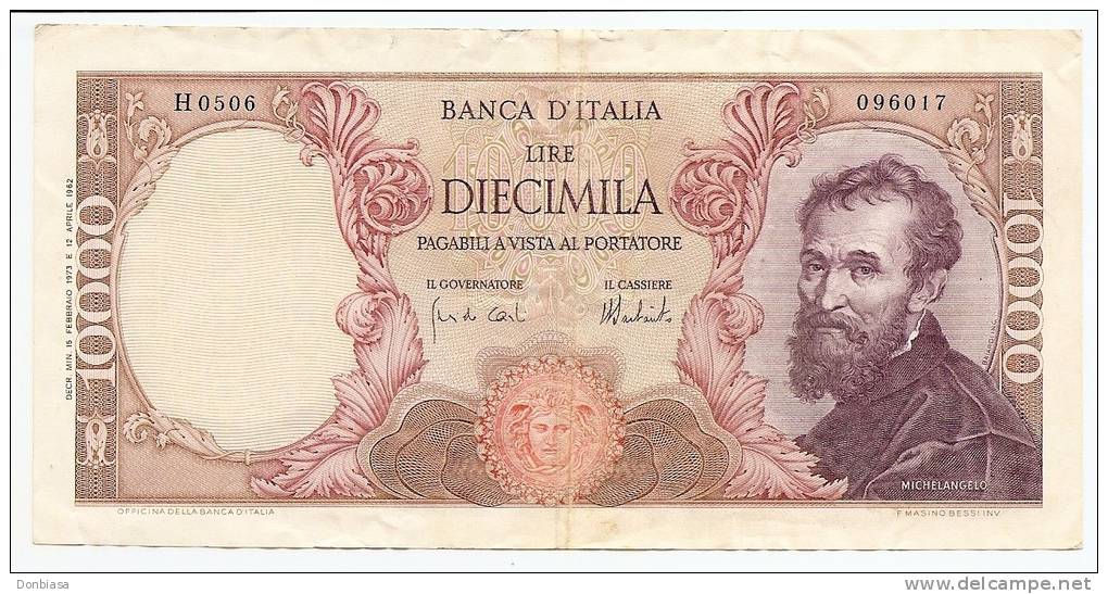 10.000 Lire Michelangelo 15/02/1973 - 10000 Lire