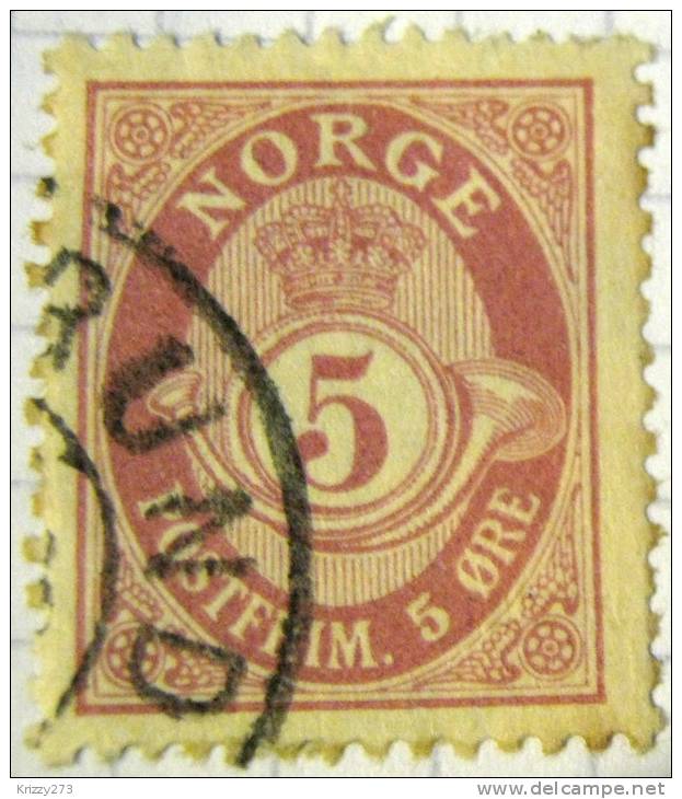 Norway 1893 Posthorn 5ore - Used - Gebruikt