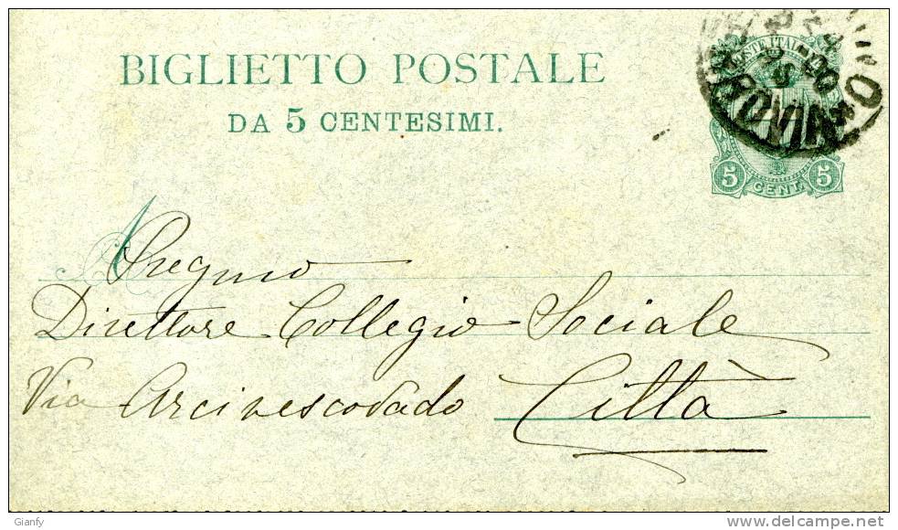 BIGLIETTO POSTALE REGNO STEMMA SABAUDO 5 C 1900 USATO - Postwaardestukken