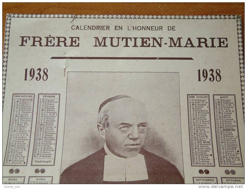 1938 Frère MUTIEN-MARIE Calendrier En L'Honneur De ( 235 X 335 Mm. - For Details See Photo ) !! - Grand Format : 1921-40