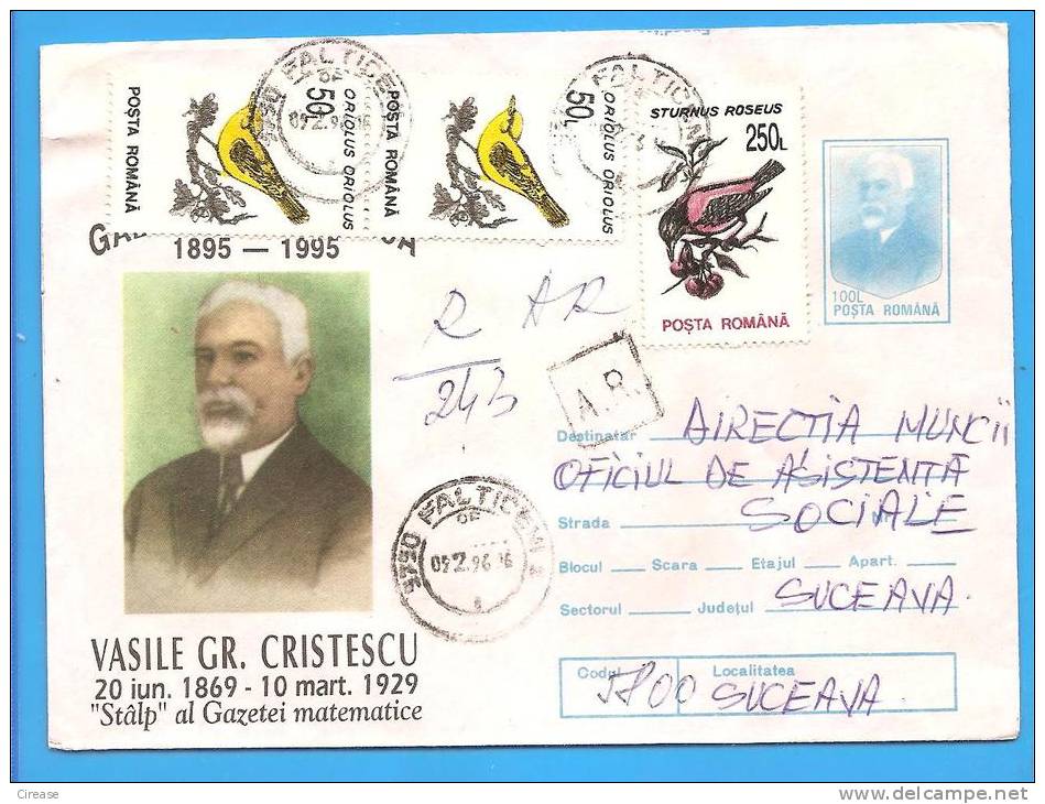 Science. Mathematician Vasile Cristescu. ROMANIA  Stationery Cover 1995. - Informatique