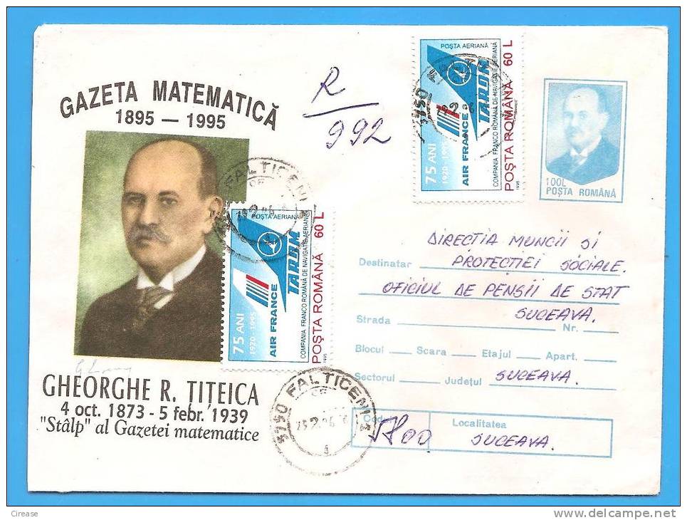 Science. Mathematician Gheorghe Titeica. ROMANIA Stationery Cover 1995. - Informatique