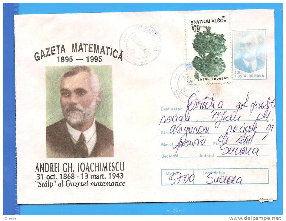 Science. Mathematician Andrei Ioachimescu. ROMANIA Stationery Cover 1995. - Informatique
