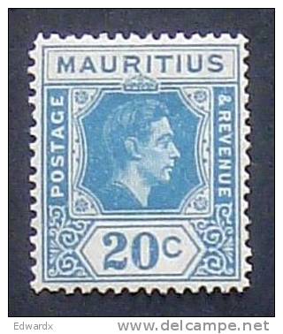 Mauritius 1938 Definitives SG 258 20c. Blue    MM * - Mauritius (...-1967)