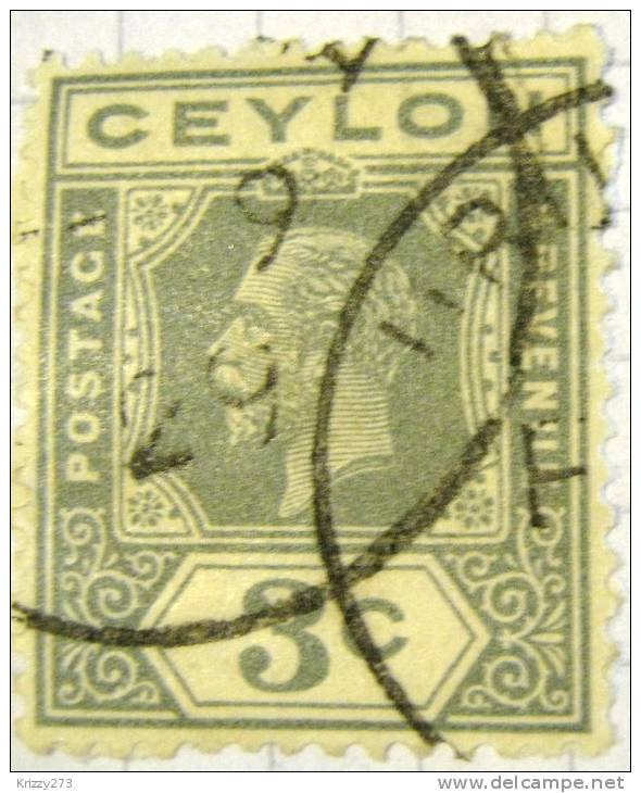 Ceylon 1912 King George V 3c - Used - Ceylan (...-1947)