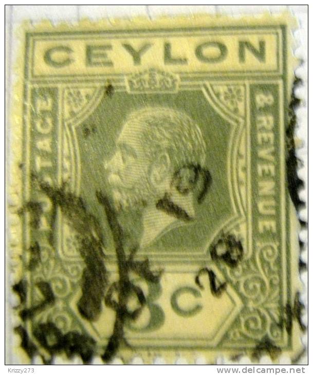 Ceylon 1912 King George V 3c - Used - Ceylan (...-1947)