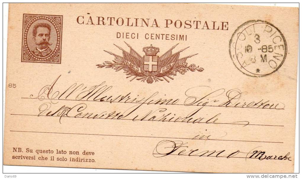 1885  Lettera Con Annullo Ascoli Piceno - Stamped Stationery