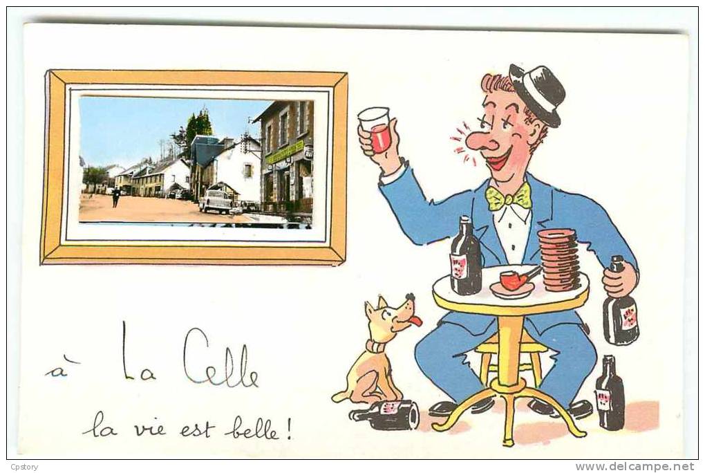 ILLUSTRATEUR  Jean De Pressac - Poivrot Et Sa Bouteille De Pinard - Vin Table Café  - Grande Rue De La Celle -Dos Scané - Preissac