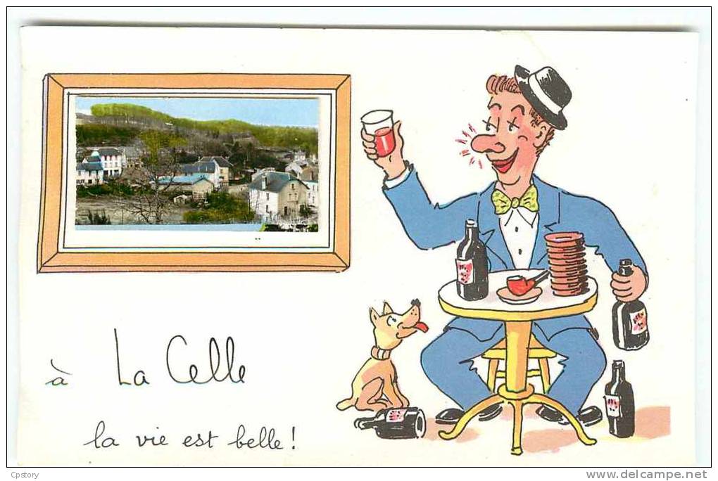 ILLUSTRATEUR  Jean De Pressac - Poivrot Et Sa Bouteille De Pinard - Vin Table Café  - Panorama De La Celle -Dos Scané - Preissac
