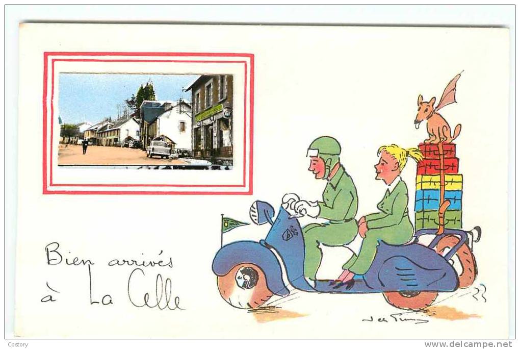 ILLUSTRATEUR  Jean De Pressac - En Scooter - Grande Rue De La Celle -Dos Scané - Preissac