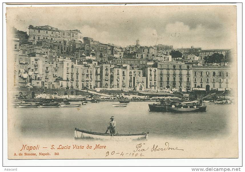 Napoli    S. Lucia Vista Da Mare A. De Simone 341     Stamp 1902 - Napoli (Napels)