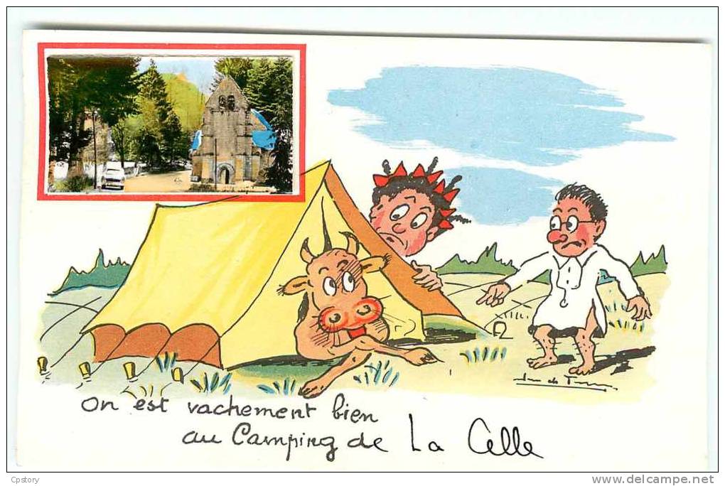 ILLUSTRATEUR Jean De Preissac - Camping - Tente Et Vache à La Celle En Corrèze - Dos Scané - Preissac