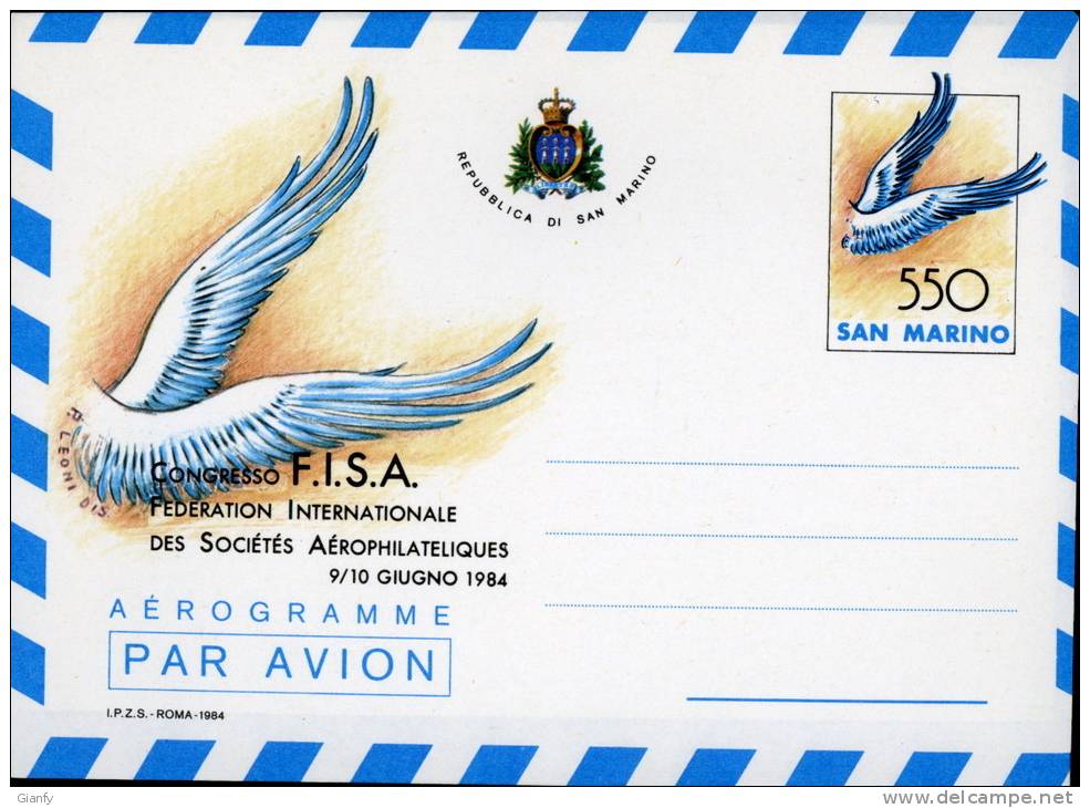 AEROGRAMMA SAN MARINO AEROFILIA 1984 L 550 - Entiers Postaux