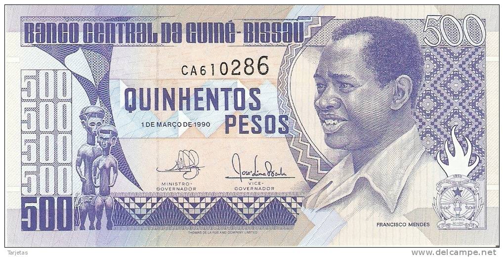 BILLETE DE GUINEA BISSAU DE 500 PESOS DEL AÑO 1990  (BANK NOTE) NUEVO SIN CIRCULAR - Guinea–Bissau