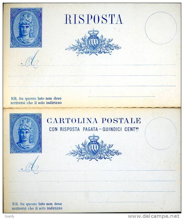 INTERO POSTALE SAN MARINO LIBERTAS 15+R 1882 - Entiers Postaux