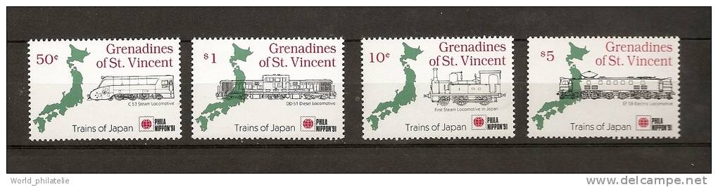 Grenadines Saint Vincent 1991 N° 660/3 ** Trains, Japon, Locomotives Vapeur, Electrique, Diesel, Exposition Philatelique - St.Vincent & Grenadines