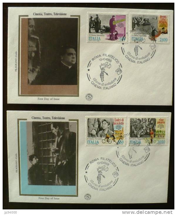 ITALIE: Cinema. 2 EnveloppeS 1°jour (FDC)  Cachet 1° Jour (13/10/1988) - Cinema