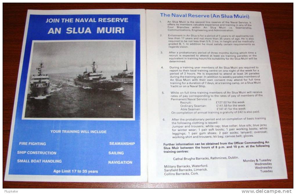 Brochure Join The Naval Reserve An Slua Muiri Department Of Defense Dublin - Französisch