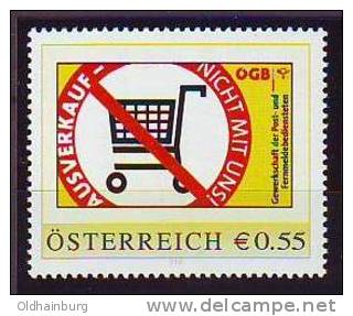 047: Personalisierte Briefmarke Aus Österreich ÖGB- Ausverkauf - Persoonlijke Postzegels