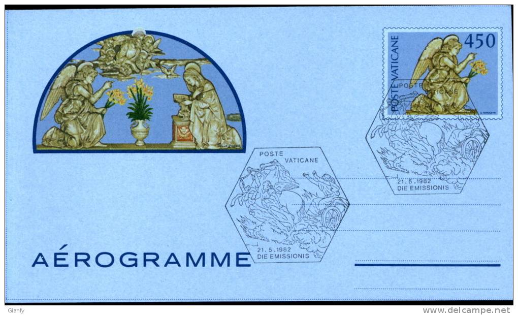 AEROGRAMMA VATICANO ANDREA DELLA ROBBIA 450 L 1982 FDC - Entiers Postaux