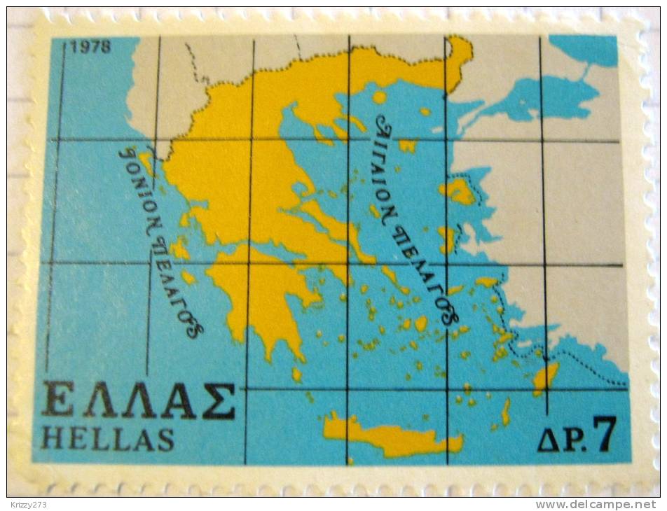 Greece 1978 Map Of Greece 7d - Unused - Ongebruikt