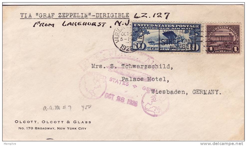 1928  Zeppelin Cover To Germany - 1c. 1918-1940 Covers