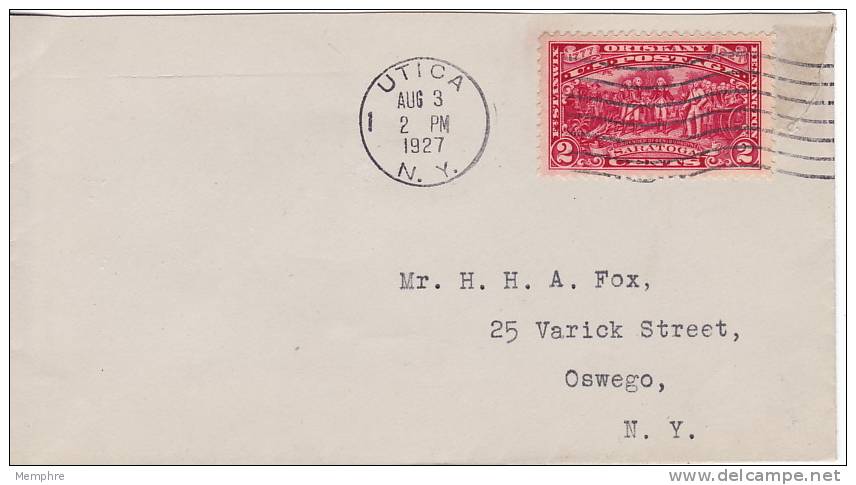 1927  Surrender Of Gen Burgoyne  Utica NY Cancel  On Plain Small Cover  Sc 644 - 1851-1940