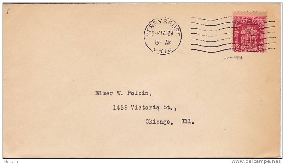 1929  Fallen Timbers  Sc 680  Perrysburg OH Cancel  On Plain Cover - 1851-1940