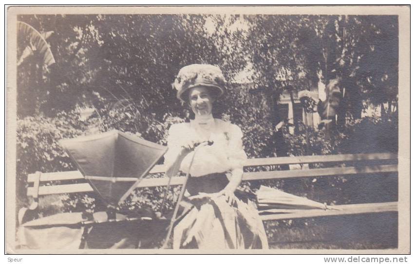 Mexico City - Unidentified Woman In Park With Baby Carriage, Real Photo, Postally Used, 1909. Message In English. - Mexico