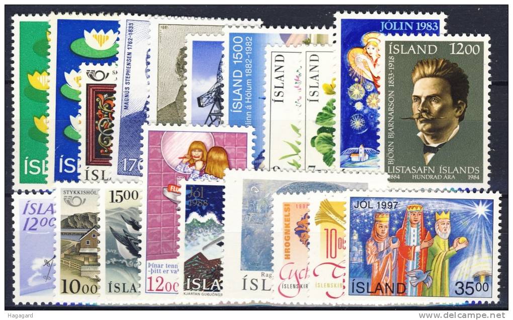 ##A499. Iceland 1977-97. 20 Different. MNH(**) - Collections, Lots & Séries