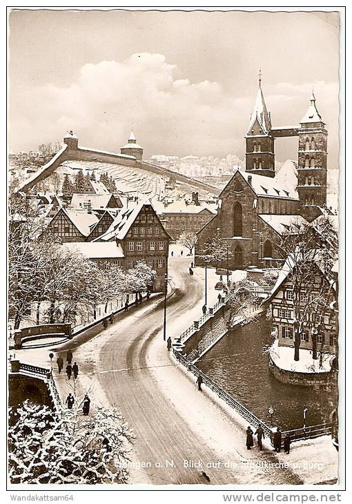 AK Eßlingen A. N.  Blick Auf Die Stadtkirche U. Burg Die Besten Weihnachtsgrüße Und Ein Gutes Neues Jahr 20.12.65 - 13 7 - Esslingen