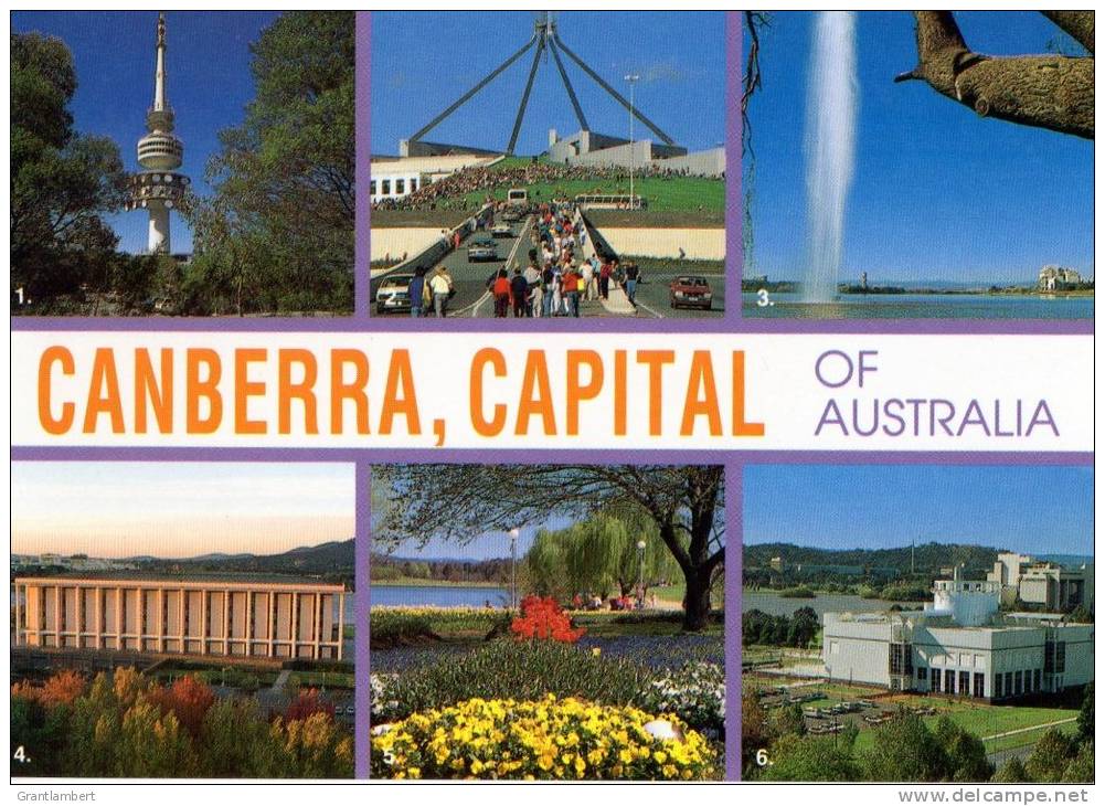 Canberra ACT - 6 Views, Parliament House, Captain Cook Fountain Etc Unused Bartel - Canberra (ACT)