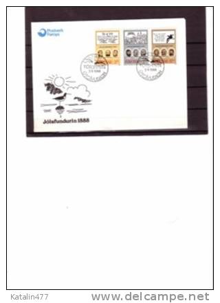 Faroe Island, 1988. 100th Anniv. Christmas Meeting,  Set,  On FDC - Faroe Islands