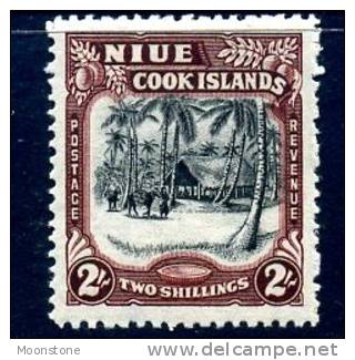 Niue 1938 George VI 2/- Black & Red-brown, Hinged Mint (A) - Niue