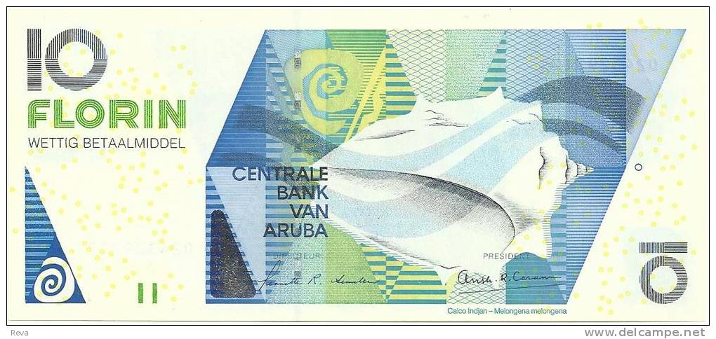 ARUBA 10 FLORIN BLUE SHELL FRONT MOTIF BACK DATED 01-12-2003 P.16 UNC READ DESCRIPTION CAREFULLY !! !! - Autres - Amérique