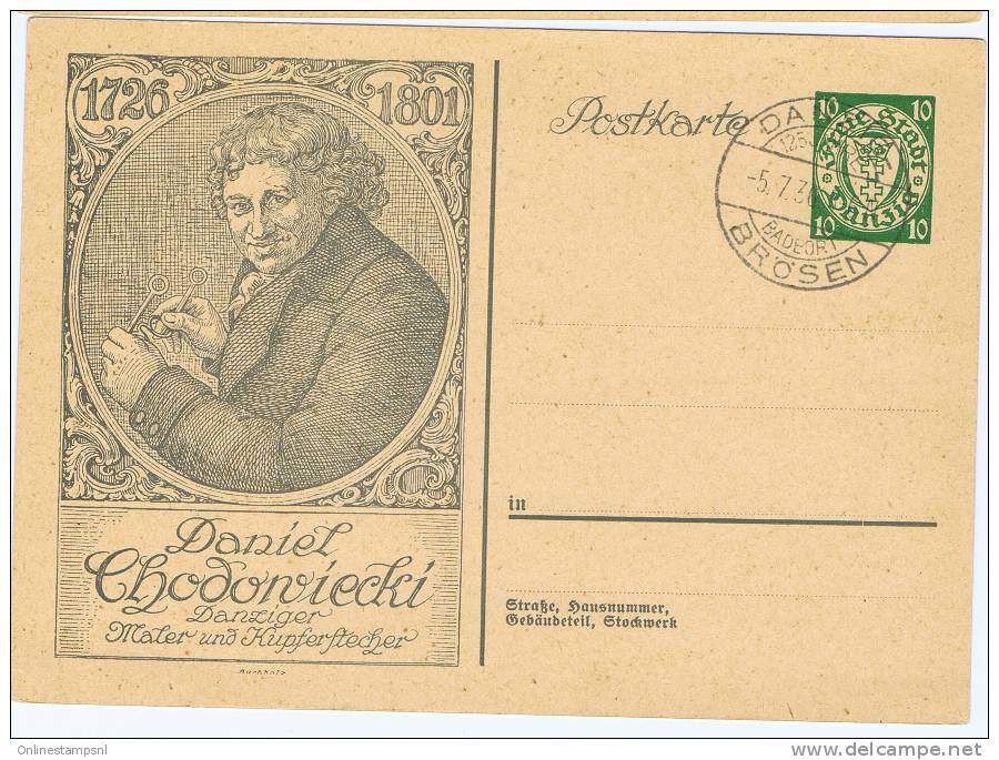 Danzig: Postkarte 1934 Chodowiecki, Stempel 5-7-1936 Danzig Brösen CW € 75) - Sonstige & Ohne Zuordnung