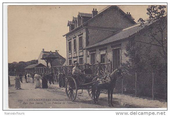 94.CHENNEVIERES. N 449. AUX BOIS FLEURIS. PENSION DE FAMILLE.  CPAA BIEN ANIMEE ATTELAGE - Chennevieres Sur Marne