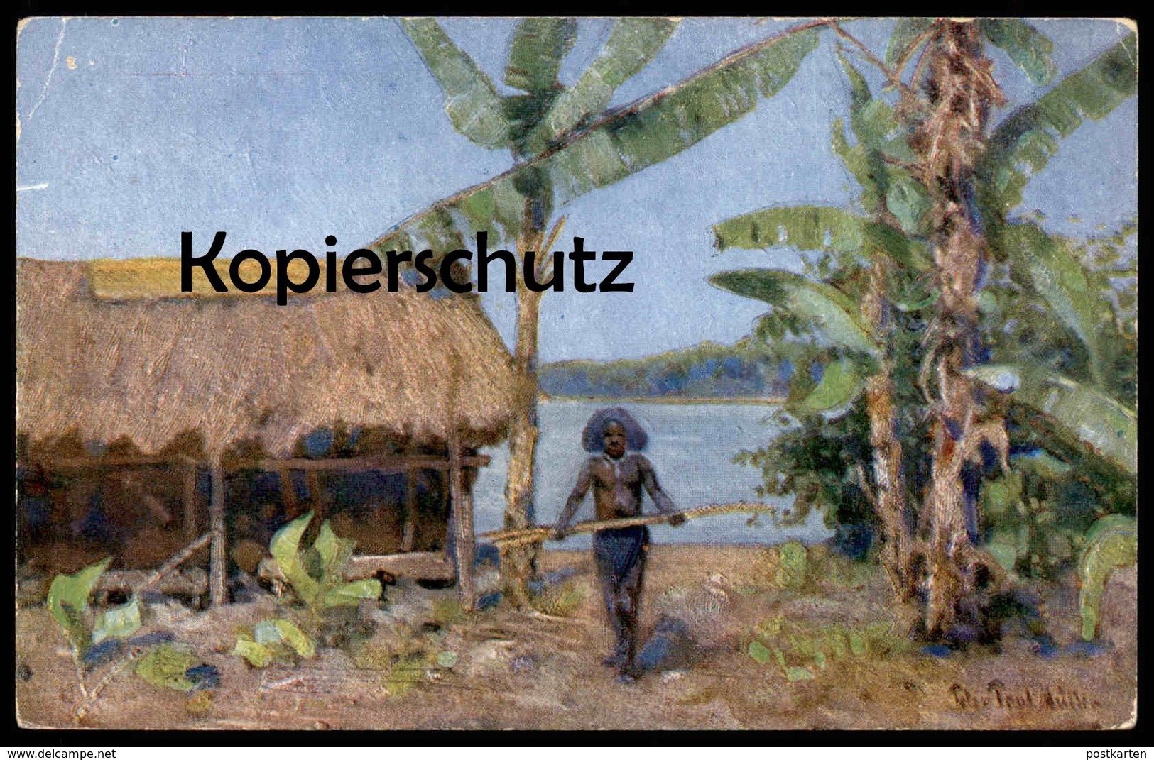 ALTE KÜNSTLER POSTKARTE PAPUA-NEUGUINEA SIGN. PETER PAUL MÜLLER Indigene Native Cpa Postcard AK Colony Colonie Kolonie - Ehemalige Dt. Kolonien